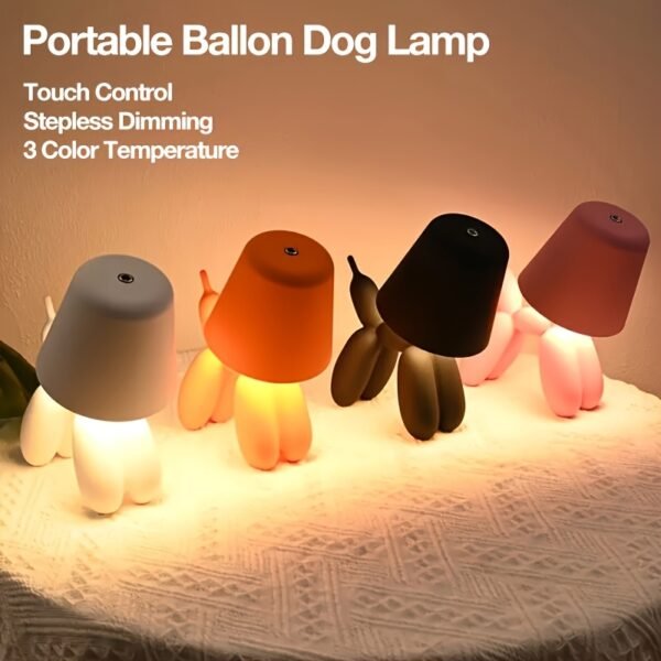 Cute puppy shaped LED desk lamp rechargeable touch control desk lamp 3 color temperature brightness adjustment home decoration lamp