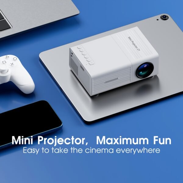 Portable projector, supports 1080P, USB connection, remote control - compatible with smartphones, tablets, laptops, TV sticks, 1280720 native resolution, large screen display, modern projector