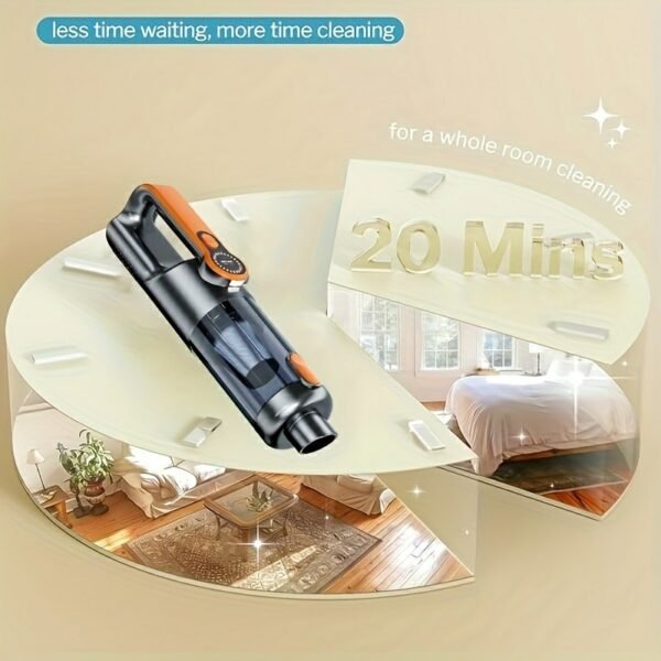 Household car dual-use multifunctional handheld wireless vacuum cleaner, USB charging wireless household vacuum cleaner, car vacuum cleaner, low-noise, LED light, anti entanglement pet hair, one click dust cleaning, comes with multiple accessories