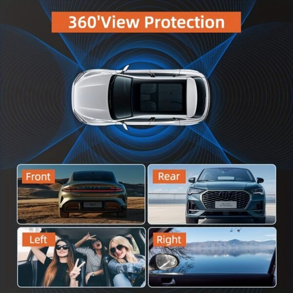 AXH 360 ° panoramic 34 lens channel 1080P high-definition ultimate safety driving recorder set, 1080P front and 720P front, back, left, right full coverage, four screen display, high-definition night vision, WDR, G sensor