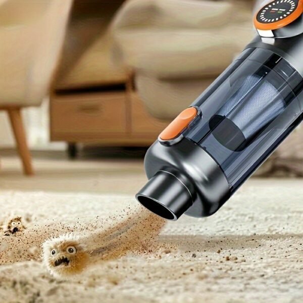 Household car dual-use multifunctional handheld wireless vacuum cleaner, USB charging wireless household vacuum cleaner, car vacuum cleaner, low-noise, LED light, anti entanglement pet hair, one click dust cleaning, comes with multiple accessories