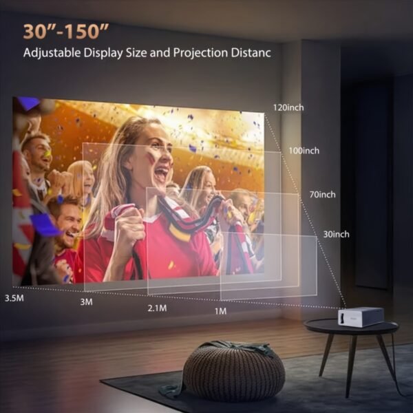 Portable projector, supports 1080P, USB connection, remote control - compatible with smartphones, tablets, laptops, TV sticks, 1280720 native resolution, large screen display, modern projector