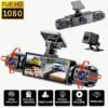 AXH 360 ° panoramic 34 lens channel 1080P high-definition ultimate safety driving recorder set, 1080P front and 720P front, back, left, right full coverage, four screen display, high-definition night vision, WDR, G sensor